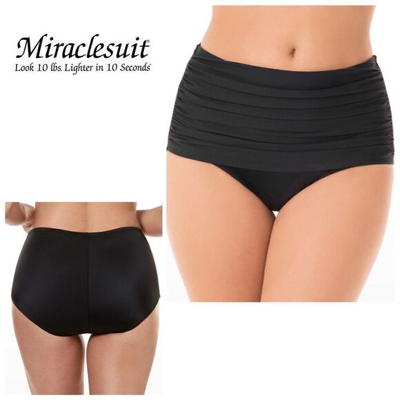 New. Miraclesuit black hi-waisted skirted front bikini bottom. Retails $90. Size - Picture 1 of 7